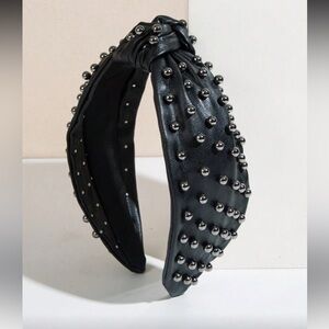 PU leather Knot Faux Pearl Headband Y2k ,Hairband, Hair Hoop Headbands,